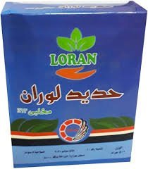 Laurent Chelated Iron Fertilizer Blue packaging for Loran fertilizer
