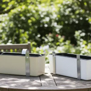 Hanging Planter 40×13×13 cm – With Accessories (White & Beige)